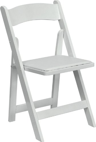 0012303029022 - FLASH FURNITURE XF-2901-WH-WOOD-GG HERCULES SERIES WHITE WOOD FOLDING CHAIR WITH VINYL PADDED SEAT