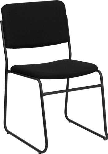 0012303029176 - FLASH FURNITURE XU-8700-BLK-B-30-GG HERCULES SERIES 1500-POUND HIGH DENSITY BLACK FABRIC STACKING CHAIR WITH SLED BASE