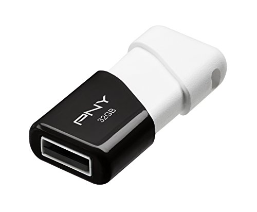 0012303093245 - PNY COMPACT ATTACHÉ 32GB USB 2.0 FLASH DRIVE - BLACK/WHITE - P-FD32GCOM-GE