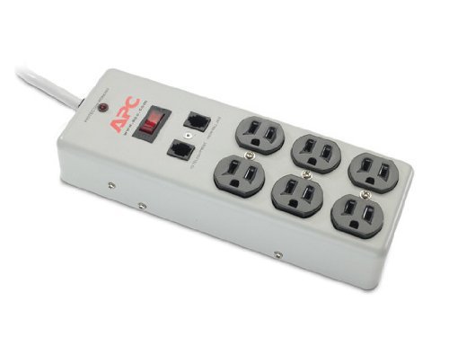 0012303136973 - APC ESSENTIAL SURGEARREST 6 OUTLETS WITH PHONE PROTECTION 10FT CORD 120V METAL (P6TM10)