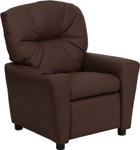 0012303161289 - FLASH FURNITURE BT-7950-KID-BRN-LEA-GG CONTEMPORARY BROWN LEATHER KIDS RECLINER WITH CUP HOLDER