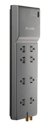 0012303870617 - BELKIN 8-OUTLET HOME AND OFFICE POWER STRIP SURGE PROTECTOR WITH 12-FOOT POWER CORD AND PHONE / COAXIAL PROTECTION, 3390 JOULES (BE108230-12)