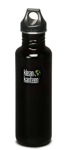 0012333095905 - KLEAN KANTEEN STAINLESS STEEL WATER BOTTLE WITH POLY LOOP CAP (27-OUNCE, BLACK ECLIPSE)