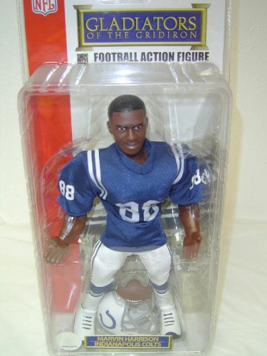 0123456747524 - GLADIATORS OF THE GRIDIRON NFL MARVIN HARRISON # 88 - INDIANAPOLIS COLTS ACTION FIGURE IN BLUE JERSEY