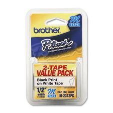 0125025393842 - BROTHER PRINTER P-TOUCH M2312PK M SERIES TAPE CARTRIDGES FOR P-TOUCH LABELERS, 1/2W, BLACK ON WHITE, 2/PACK (BRTM2312PK)