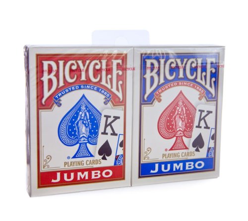 0125201012512 - BICYCLE RIDER BACK - RED & BLUE JUMBO INDEX PLAYING CARDS