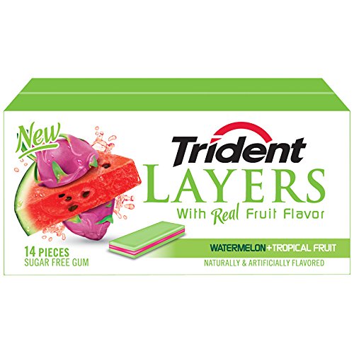 0012546001540 - TRIDENT LAYERS, WATERMELON + TROPICAL FRUIT, 14 PIECE BOX (PACK OF 12)