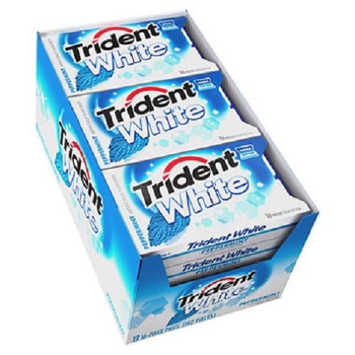 0012546004459 - TRIDENT DUAL PACK GUM, WHITE PEPPERMINT, 16 PIECES, 12 COUNT
