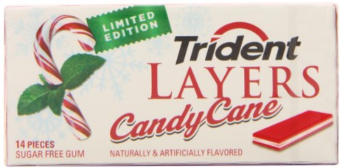 0012546004534 - TRIDENT LAYERS SUGAR FREE GUM (CANDY CANE, 14-PIECE, 12-PACK)