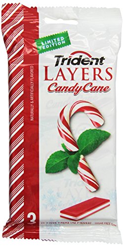 0012546004558 - TRIDENT LAYERS CANDY CANE CHEWING GUM LIMITED EDITION SUGAR FREE 3 14 PIECE PACKS (42 PIECES)