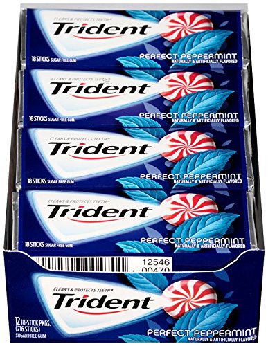 0012546004695 - TRIDENT GUM, PEPPERMINT, 18 COUNT (PACK OF 12)