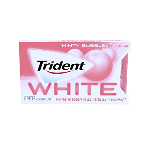 0012546008570 - TRIDENT WHITE SUGAR FREE GUM (MINTY BUBBLE, 16-PIECE, 9-PACK)