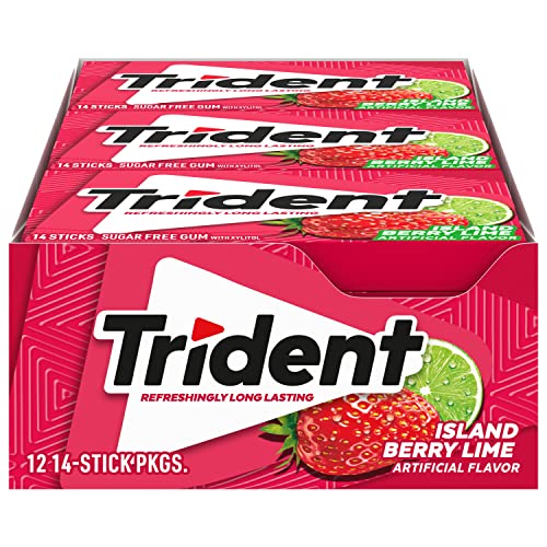 0012546011594 - TRIDENT ISLAND BERRY LIME SUGAR FREE GUM, 12 PACKS OF 14 PIECES (168 TOTAL PIECES)