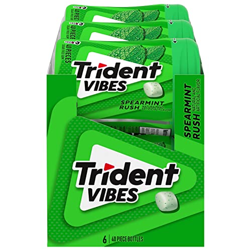 0012546012652 - TRIDENT VIBES SPEARMINT RUSH SUGAR FREE GUM, 6 BOTTLES OF 40 PIECES (240 TOTAL PIECES)