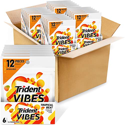 0012546013772 - TRIDENT VIBES SUGAR FREE GUM, TROPICAL BEAT FLAVOR, 24 BAGS (288 PIECES TOTAL)