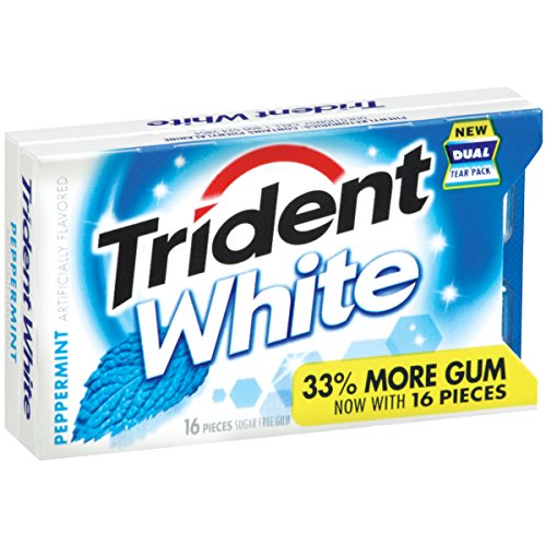 0012546076203 - TRIDENT WHITE SUGAR FREE GUM, PEPPERMINT, 16-PIECE PACKAGE (PACK OF 9)