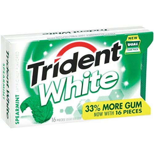 0012546076210 - TRIDENT WHITE SUGAR FREE GUM, SPEARMINT, 16-PIECE PACKAGE (PACK OF 9)