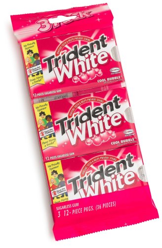 0012546671682 - TRIDENT WHITE COOL BUBBLE SUGARLESS (12 PIECE) GUM 3-COUNT MULTI-PACKS (PACK OF 20)
