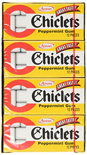 0012547991123 - CHICLETS ADAMS THE ORIGINAL CANDY COATED GUM PEPPERMINT FLAVOR - 1 BOX WITH 20 PACKS OF 12 PIECES EACH