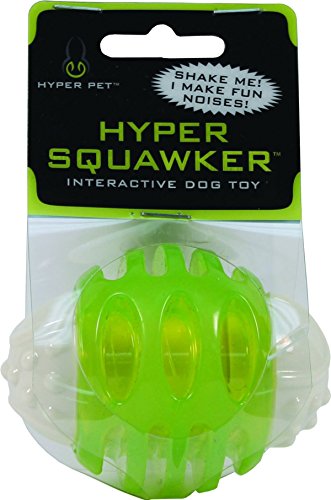 0012575205391 - HYPER PET SQUAWKER BALL DOG TOY, MEDIUM, GREEN/WHITE