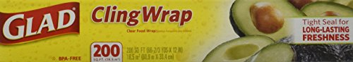 0012587000205 - GLAD CLING WRAP CLEAR PLASTIC WRAP - 1 ROLL (200 SQ FT)