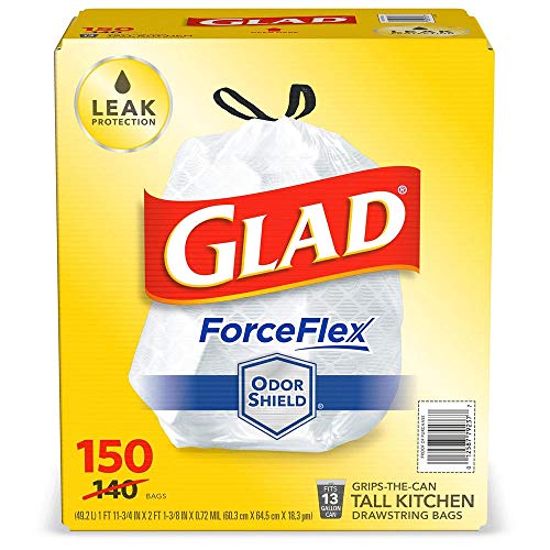 0012587792377 - GLAD FORCEFLEX TALL KITCHEN 13 GALLON DRAWSTRING TRASH BAGS WITH ODORSHIELD (150 CT.)