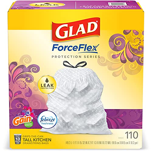 0012587792612 - GLAD FORCEFLEX PROTECTION SERIES TALL TRASH BAGS, 13 GAL, GAIN MOONLIGHT BREEZE WITH FEBREZE, 110 CT (PACKAGE MAY VARY)