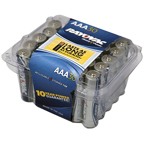 0012800496945 - RAYOVAC ALKALINE AAA BATTERIES, 824-30F, 30-PACK WITH RECLOSEABLE LID
