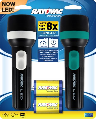0012800507122 - RAYOVAC BRILLIANT SOLUTIONS 3-AAA BATTERY LED FLASHLIGHT, TWIN PACK, COLOR MAY V