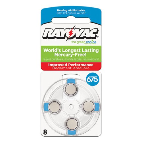 0012800512072 - RAYOVAC L675ZA-8ZM - ZINC AIR BATTERY - 1.4 VOLT - FOR HEARING AIDS - 675 SIZE - 8 PACK