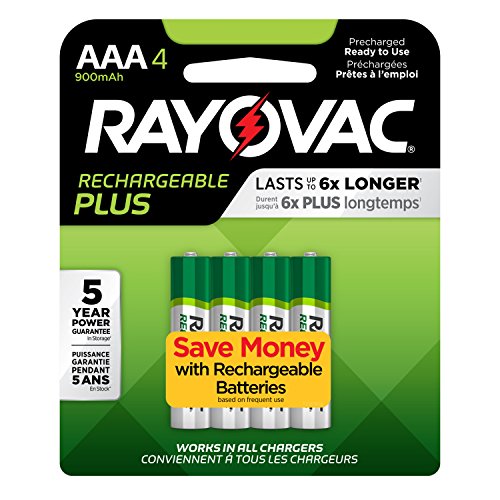 0128005131922 - RAYOVAC RECHARGE PLUS HIGH-CAPACITY RECHARGEABLE 900 MAH NIMH AAA PRE-CHARGED BA