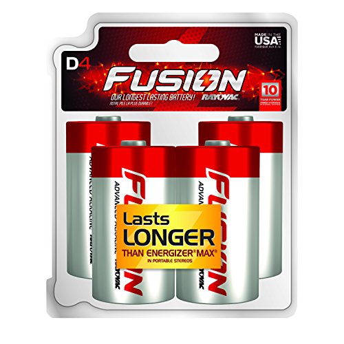 0012800522927 - FUSION BY RAYOVAC HIGH-PERFORMANCE D ALKALINE BATTERIES, 4-COUNT