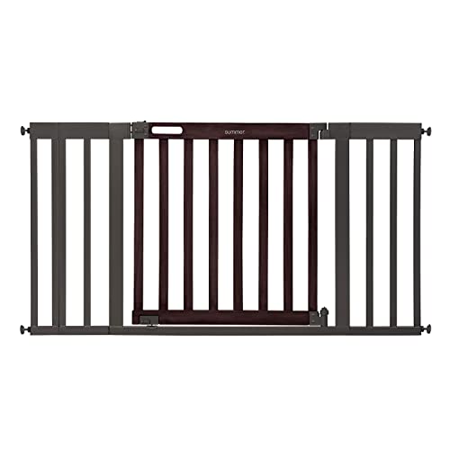 0012914270332 - SUMMER WEST END SAFETY BABY GATE, DARK WALNUT STAINED WOOD WITH CHARCOAL METAL FRAME – 30” TALL, FITS OPENINGS UP TO 36” TO 60” WIDE, BABY AND PET GATE FOR WIDE SPACES AND OPEN FLOOR PLANS