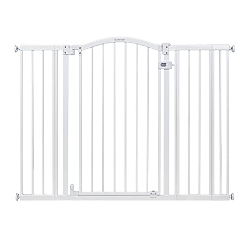 0012914333938 - SUMMER INFANT SUMMER EXTRA TALL & WIDE SAFETY BABY GATE, FITS OPENINGS 29.5-53 WIDE, METAL, FOR DOORWAYS & STAIRWAYS, 38 TALL WALK-THROUGH BABY & PET GATE, WHITE
