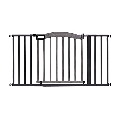 0012914334232 - SUMMER INFANT SUMMER DECORATIVE WOOD & METAL SAFETY BABY GATE, FITS OPENINGS 36 TO 60 WIDE, TAUPE WOOD & METAL FINISH, FOR DOORWAYS, 32 TALL WALK-THROUGH BABY & PET GATE, GRAY, ONE SIZE