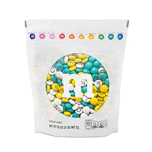 0012937008318 - M&MS 1ST BIRTHDAY CANDY - PRE-DESIGNED BABY THEME MILK CHOCOLATE CANDY IN YELLOW, WHITE AND GREEN-2LBS BULK BAG