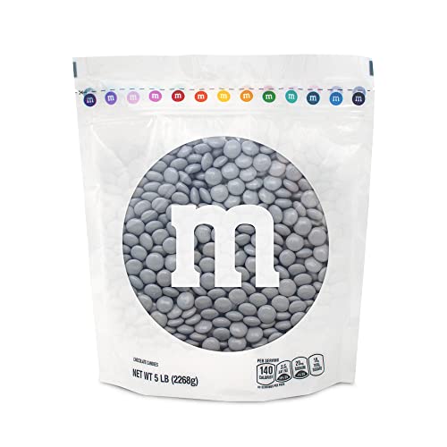 0012937008820 - M&M’S MILK CHOCOLATE SILVER CANDY - 5LBS OF BULK CANDY IN RESEALABLE PACK FOR CANDY BUFFET, BIRTHDAY PARTIES, THEME MEETINGS, CANDY BAR, SWEET STUFF FOR DIY PARTY FAVORS OR EDIBLE DECORATION