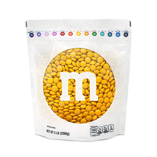 0012937008875 - M&M’S MILK CHOCOLATE GOLD CANDY - 5LBS OF BULK CANDY IN RESEALABLE PACK FOR CANDY BUFFET, BIRTHDAY PARTIES, THEME MEETINGS, CANDY BAR, SWEET STUFF FOR DIY PARTY FAVORS OR EDIBLE DECORATION