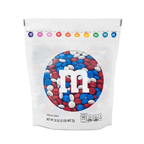 0012937010724 - M&MS PRE-PRINTED PATRIOTIC MILK CHOCOLATE CANDY - 2LBS OF BULK CANDY IN RESEALABLE BAG PERFECT FOR 4TH OF JULY PARTIES, PATRIOTIC CELEBRATIONS, ELECTION PARTIES AND DIY AMERICAN THEMED GIFTS