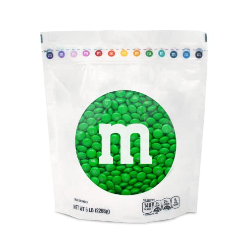 0012937010915 - M&M’S MILK CHOCOLATE GREEN CANDY - 5LBS OF BULK CANDY IN RESEALABLE PACK FOR CANDY BUFFET, BIRTHDAY PARTIES, THEME MEETINGS, CANDY BAR, SWEET STUFF FOR DIY PARTY FAVORS OR EDIBLE DECORATION