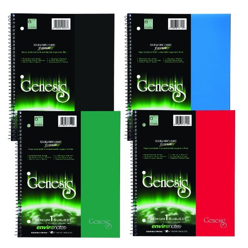 0012951483405 - GENESIS NOTEBOOK, ONE SUBJECT, 11 X 9 INCHES, 100 SHEETS, COLLEGE RULED, SUGARCANE PAPER, ASSORTED POLY
