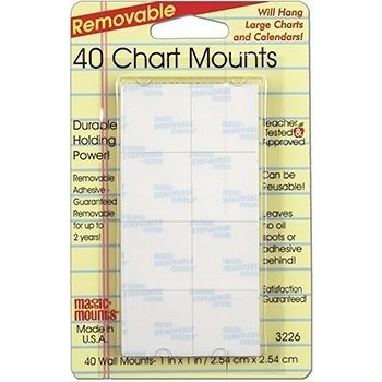 0013004003403 - MAGIC MOUNTS CHART MOUNTS 1IN X 1IN PACK OF 40