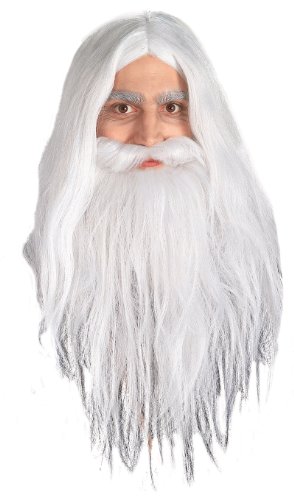 0013019173474 - LORD OF THE RINGS GANDALF BEARD AND SET WIG, WHITE, ONE SIZE