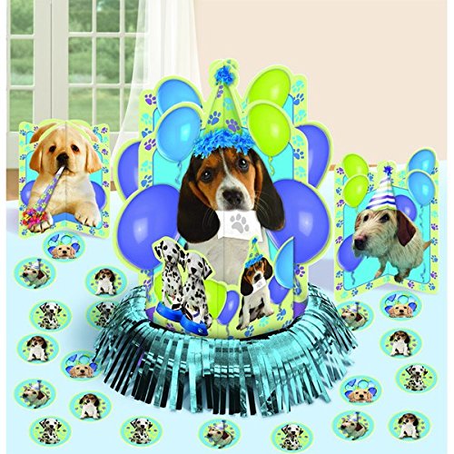 0013051267049 - AMSCAN CUTE PARTY PUPS TABLE DECORATING KIT (23 PIECE), BLUE/GREEN, 12 1/2