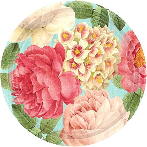 0013051322366 - BLISSFUL BLOOMS DINNER PAPER PLATES FLORAL GARDEN PARTY DISPOSABLE TABLEWARE, ROUND, 10, PACK OF 18.
