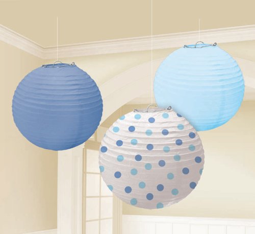 0013051360443 - AMSCAN BABY ROUND PARTY PAPER LANTERN, 9-1/2, BLUE