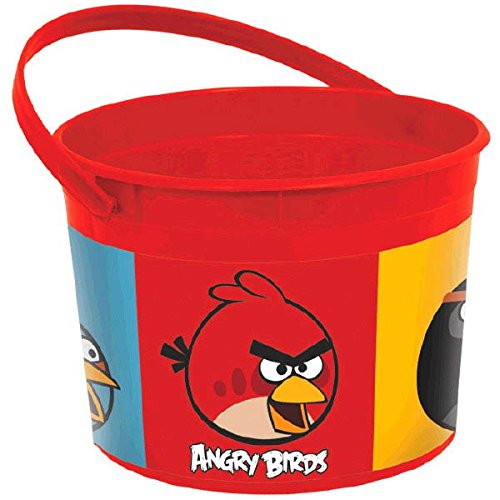 0013051366520 - AMSCAN ANGRY BIRDS PLASTIC BIRTHDAY PARTY FAVOR CONTAINER, 4.75 X 7.25, RED