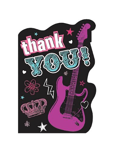 0013051406882 - AMSCAN TRENDY ROCKER PRINCESS BIRTHDAY PARTY THANK YOU CARDS SUPPLY (8 PACK), 6 1/4 X 4 1/4, BLACK/VIOLET