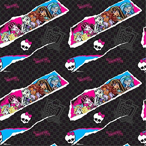 0013051407605 - AMSCAN FREAKY FAB MONSTER HIGH BIRTHDAY PARTY GIFT WITH HANG TAB GIFT WRAPPING PAPER (1 PIECE), BLACK/WHITE/GREY/HOT PINK/BLUE, 8' X 30