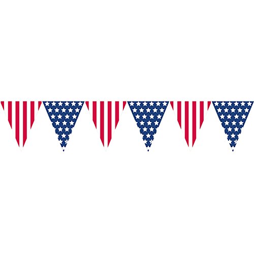 0013051415945 - AMSCAN AMAZING PATRIOTIC PENNANT BANNER, 12', RED/WHITE/BLUE